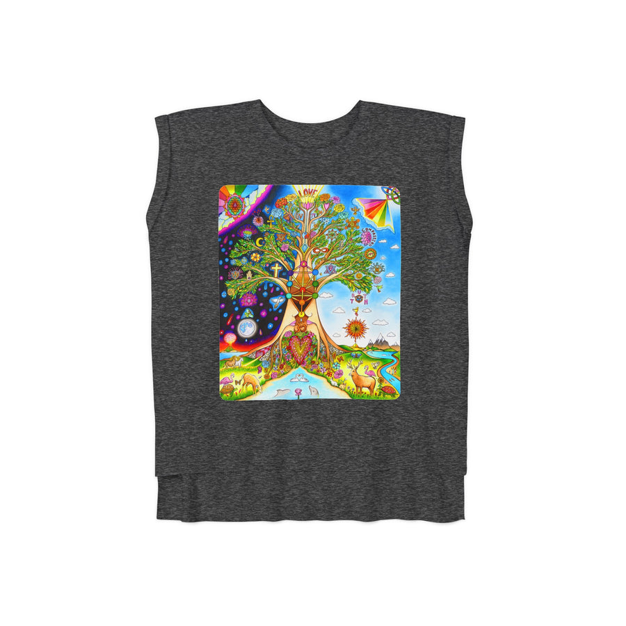 Rolled Cuffs Muscle Tee - Tree Of Love