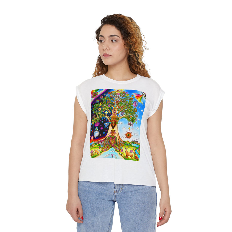 Rolled Cuffs Muscle Tee - Tree Of Love