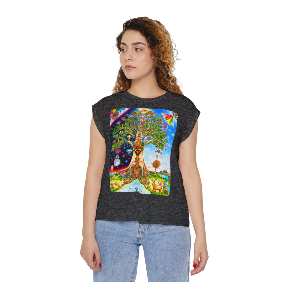 Rolled Cuffs Muscle Tee - Tree Of Love