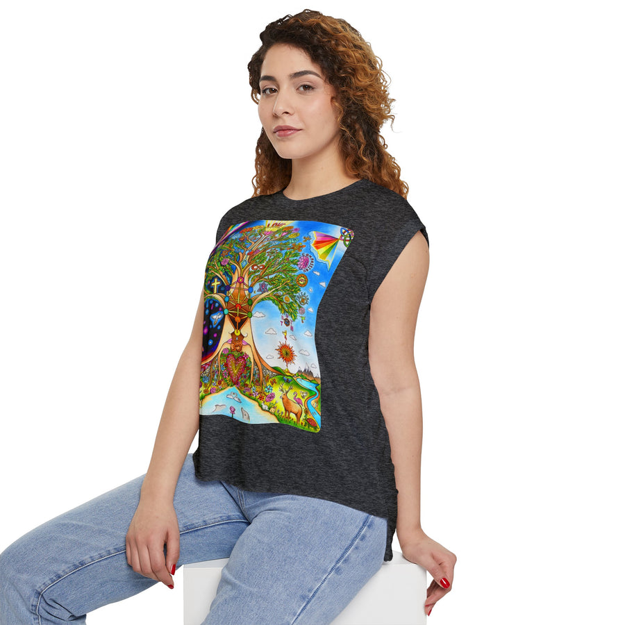 Rolled Cuffs Muscle Tee - Tree Of Love