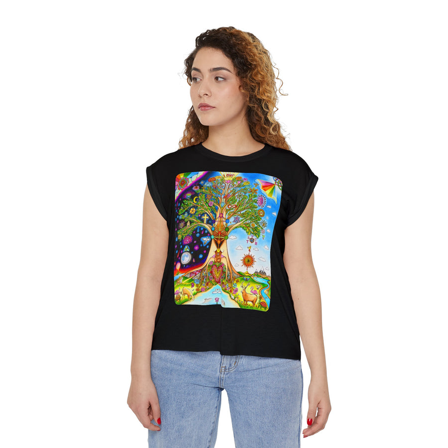 Rolled Cuffs Muscle Tee - Tree Of Love