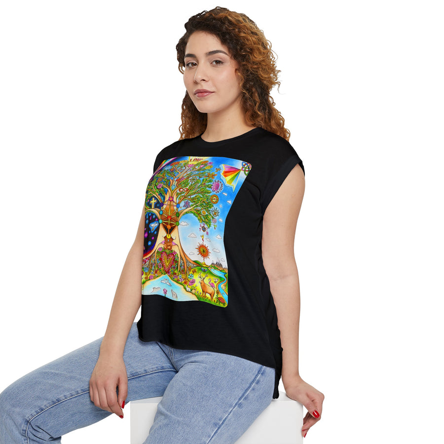 Rolled Cuffs Muscle Tee - Tree Of Love