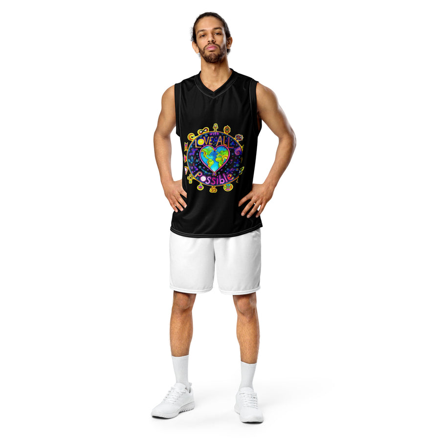 Recycled Unisex Basketball Jersey - With Love All Is Possible