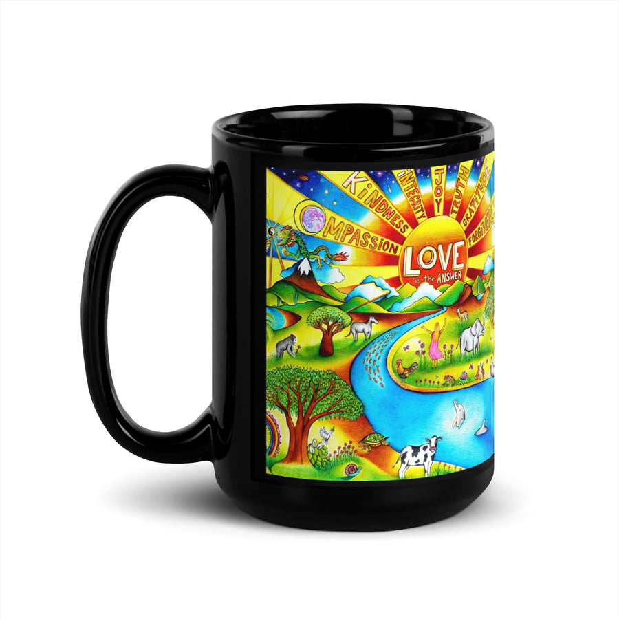 Black Glossy Mug - Love Is The Answer