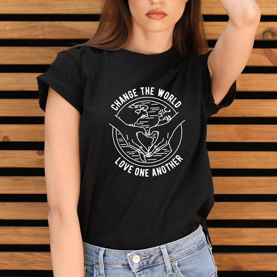 Change The World Love One Another Printed Women's T-Shirt