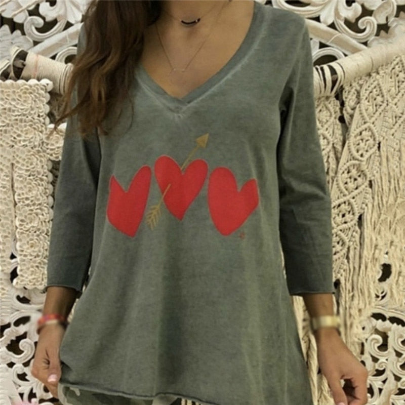 Hearts Printed Women's T-Shirts