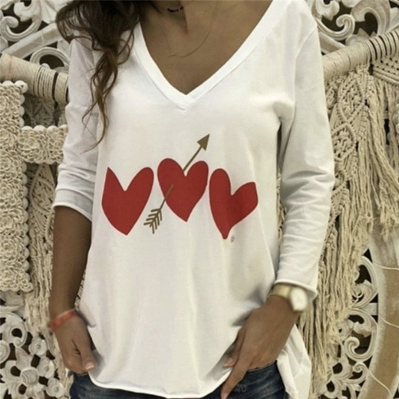 Hearts Printed Women's T-Shirts