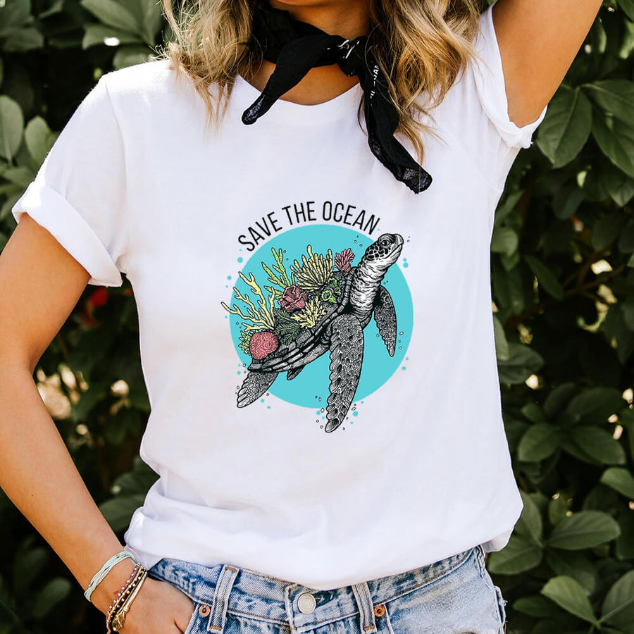 Save The Ocean Printed Women's T-Shirt