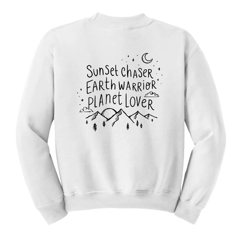 Sunset Chaser Earth Warrior Planet Lover Printed Women's Sweatshirt