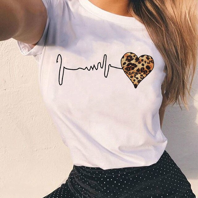Heart Printed Women's Summer T-Shirts
