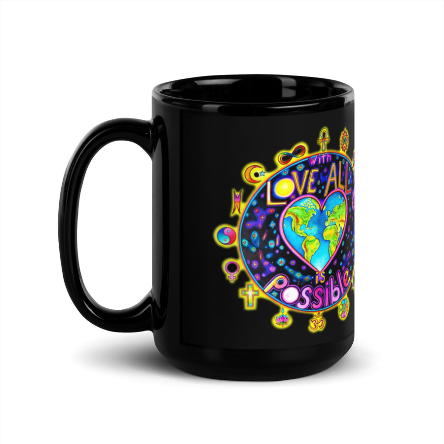 Black Glossy Mug - With Love All Is Possible