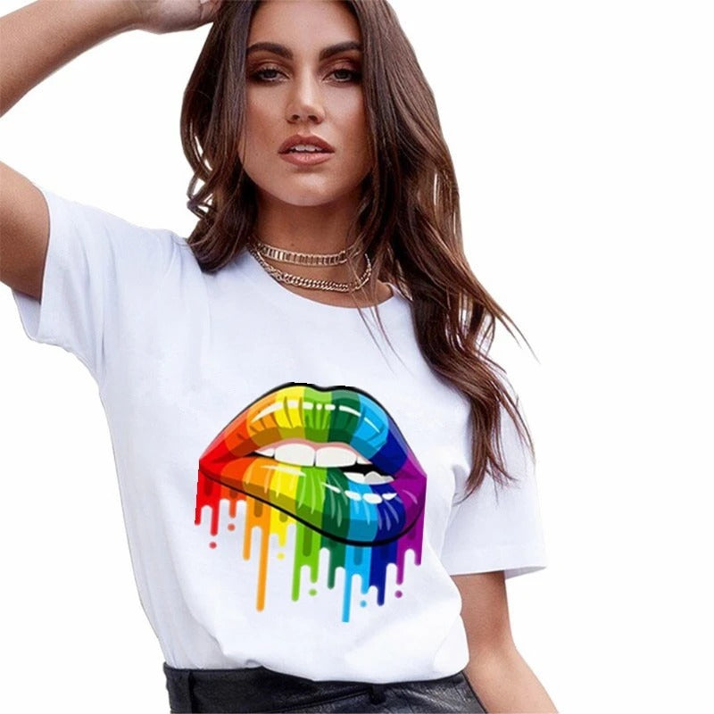 Lips Printed Women's Summer T-Shirts