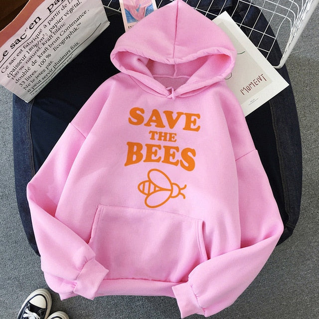 New Vegan Cute Save The Bees Women Cartoon Hoodies