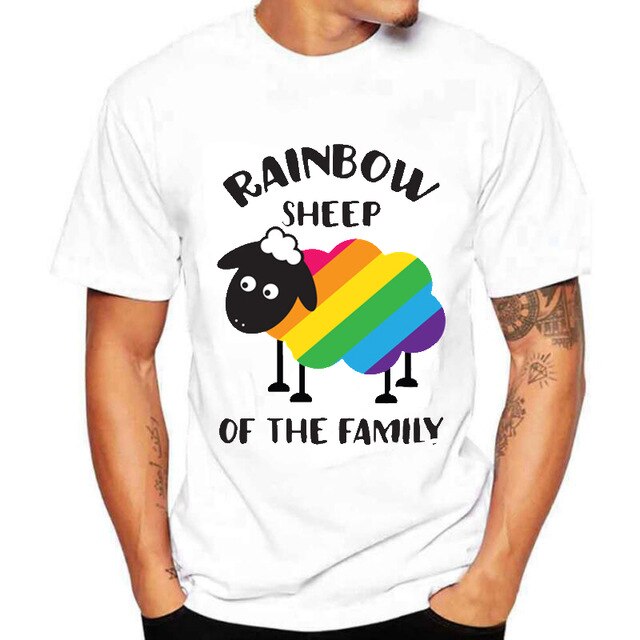 Rainbow Sheep Of The Family Printed Men's T-Shirt