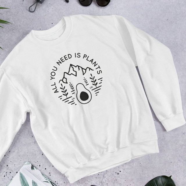 All You Need Is Plants Avocado Printed Women's Sweatshirts