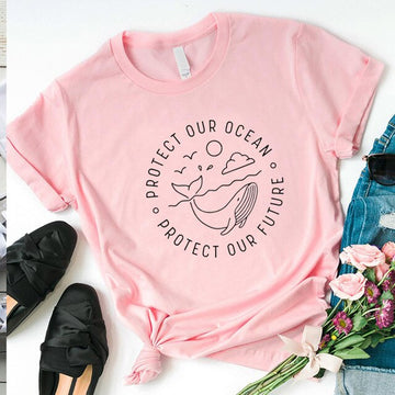 Protect Our Ocean Protect Our Future Printed Women's T-Shirt