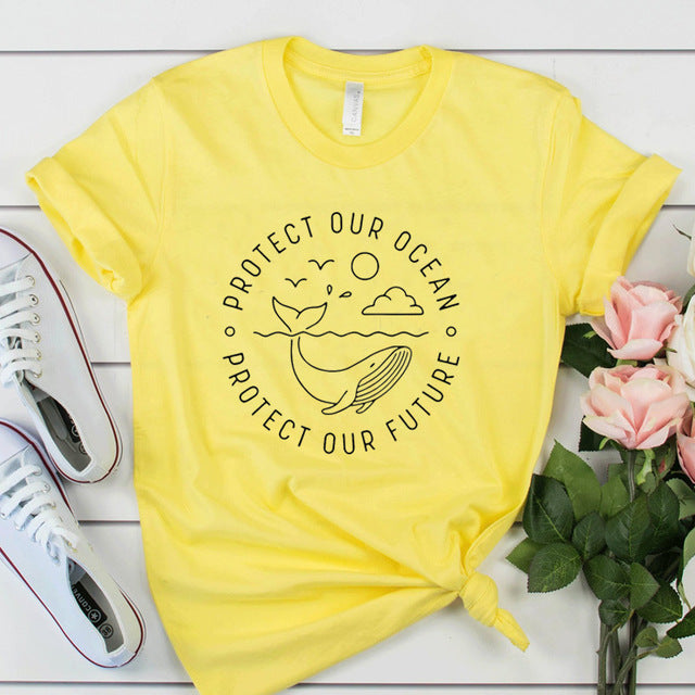 Protect Our Ocean Protect Our Future Printed Women's T-Shirt