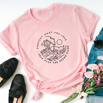 Help Keep The Ocean Clean Printed Women's T-Shirt