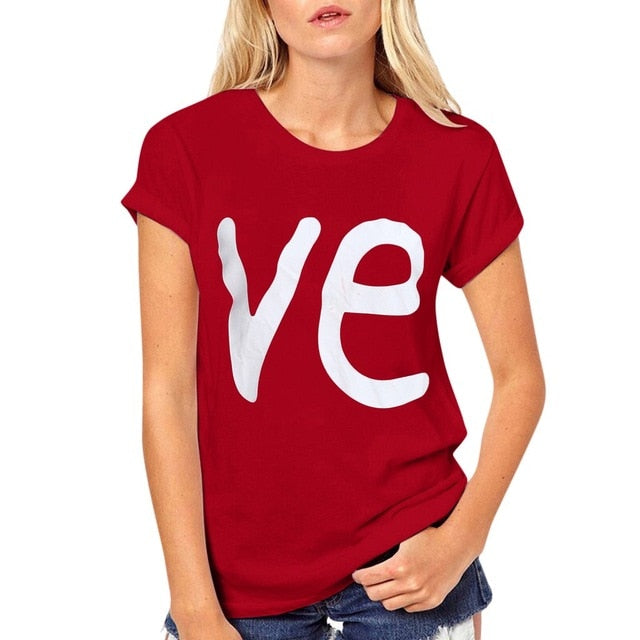 Love Printed Couples Summer T-Shirts