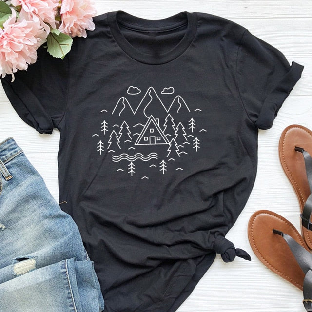 Nature Life Mountains Printed Women's T-Shirt