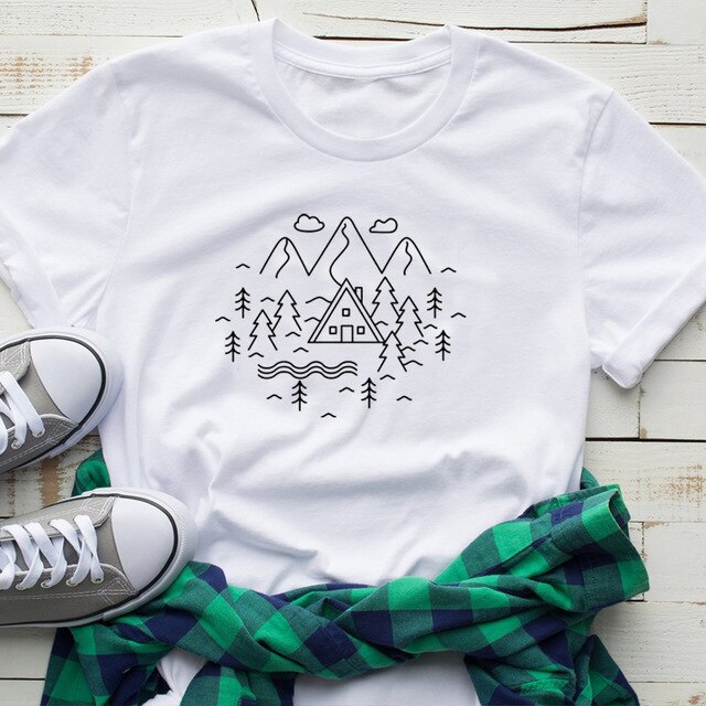 Nature Life Mountains Printed Women's T-Shirt