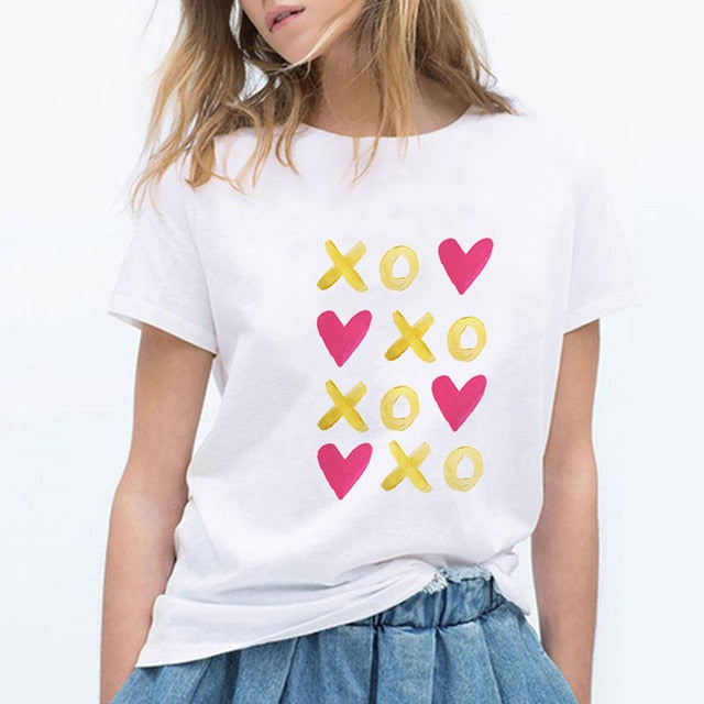 Heart Printed Women's Summer T-Shirt