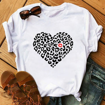 Heart Printed Women's Summer T-Shirts