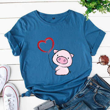 Love Pig Printed Women's T-Shirt