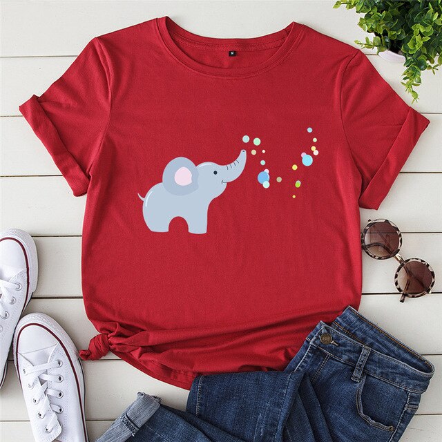 Elephant Printed Women's Summer T-Shirt