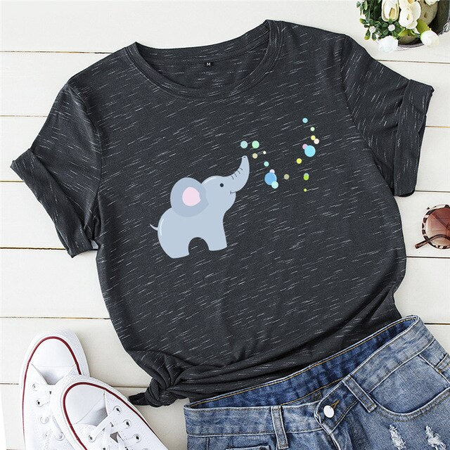 Elephant Printed Women's Summer T-Shirt