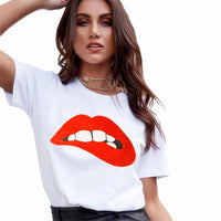 Lips Printed Women's Summer T-Shirts