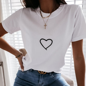 Heart Printed Women's Summer Shirt