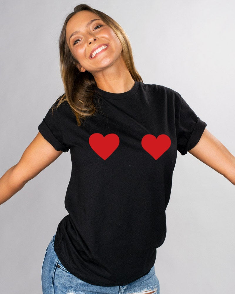 Heart Boobs Printed Women's T-Shirt