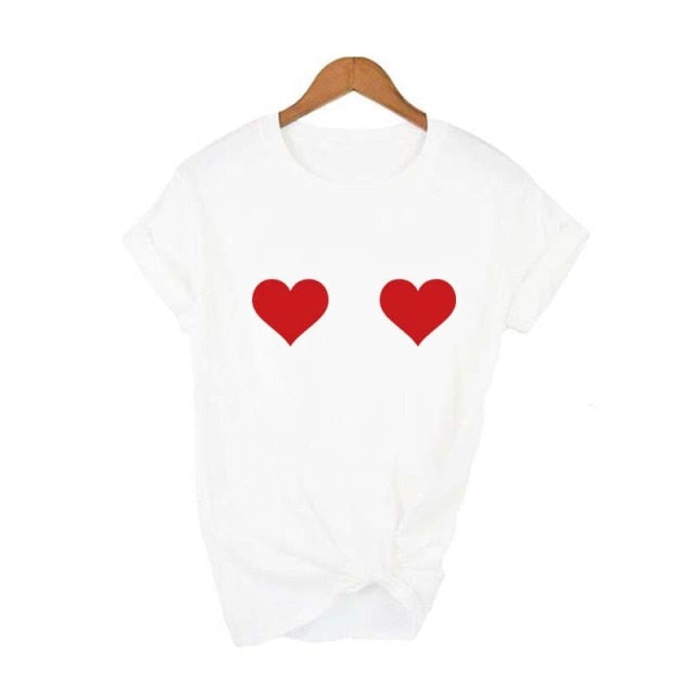 Heart Boobs Printed Women's T-Shirt