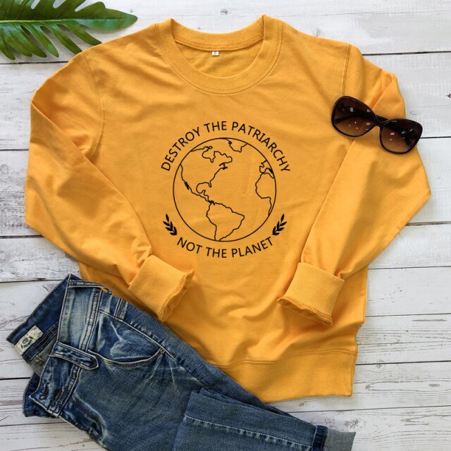 Destroy The Patriarchy Not The Planet Printed Women's T-Shirt