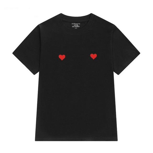 Love Hearts Printed Women's T-Shirt