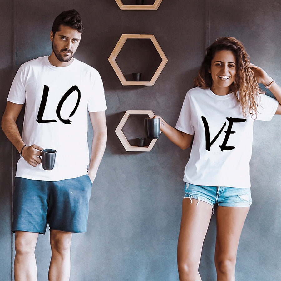 Love Printed Couple Summer T-Shirts