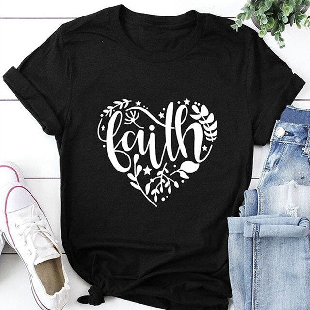 Faith Heart Printed Women's T-Shirt